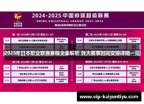 2025年日本职业联赛赛程全面解析 各大赛事时间安排详细一览